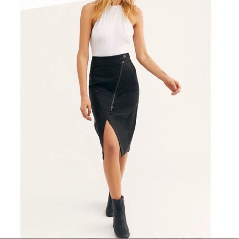 NWT! Free People Faux Leather Wrap Skirt (Size 12)